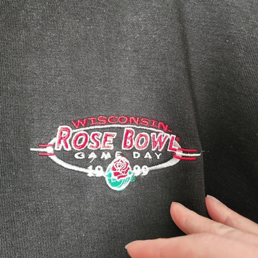 VINTAGE Wisconsin Rose Bowl Game Day Quarter‎ Zip Pullover Black Size L
